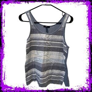 Gap 100% Cotton Striped Tank Top, Women’s Size Small, Gray & Blue Stripes